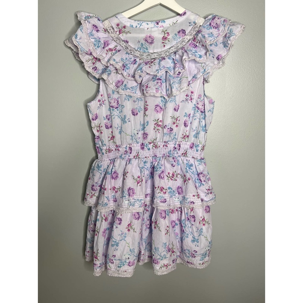 LoveShackFancy Floral Mini Dress in Lavender and White - Picture 9 of 11